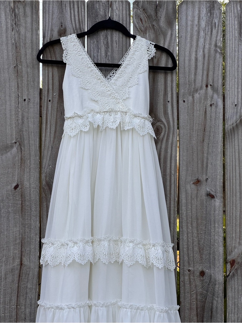 Flower girl bohemian fairycore white lace maxi dress - Picture 2 of 7